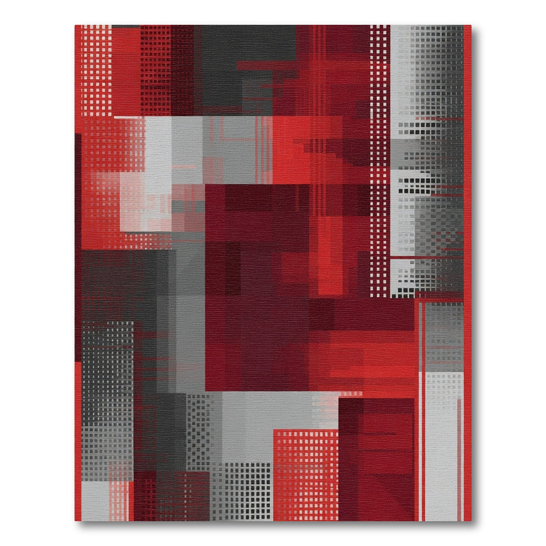 Dynamic Red Gray Geometric Rectangular Overlap Rug
