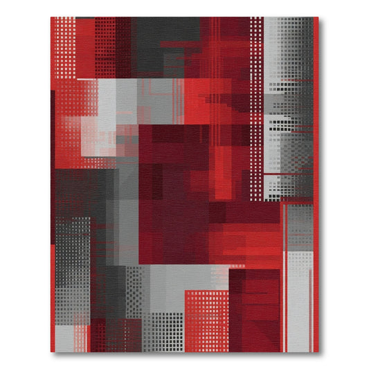 Dynamic Red Gray Geometric Rectangular Overlap Rug