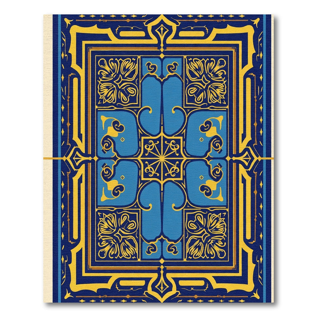 Opulent Blue Golden Archway Medallion Rug