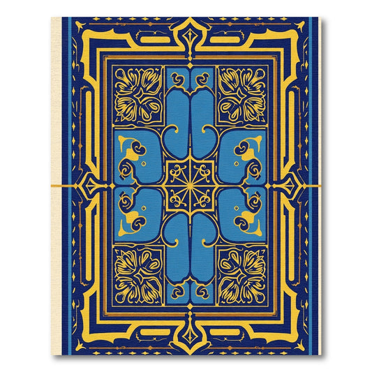 Opulent Blue Golden Archway Medallion Rug