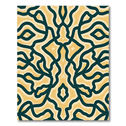 Yellow Dark Teal Organic Interlocking Rug