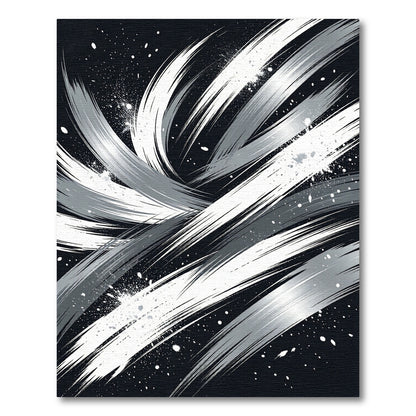 Modern Monochrome Abstract Ink Swirl Rug