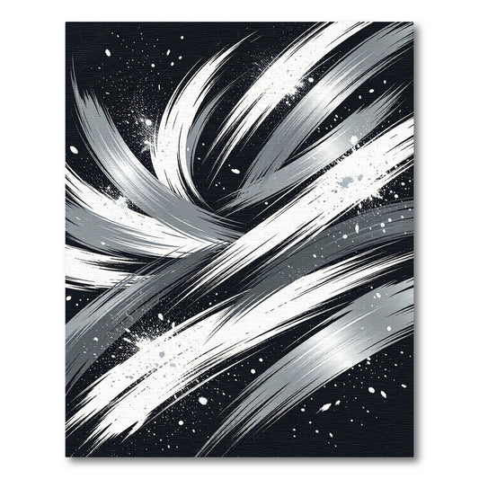 Modern Monochrome Abstract Ink Swirl Rug