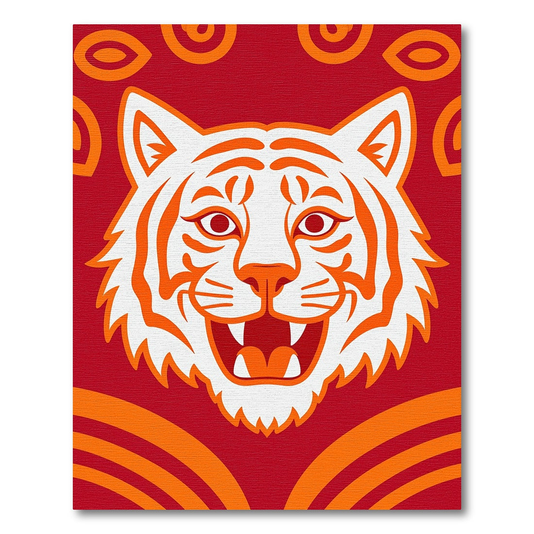 Bold Red Orange Tiger Face Rug