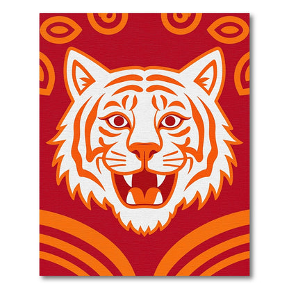 Bold Red Orange Tiger Face Rug