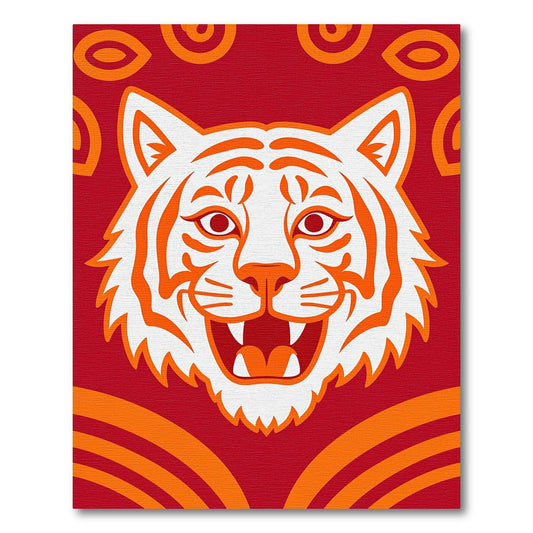 Bold Red Orange Tiger Face Rug