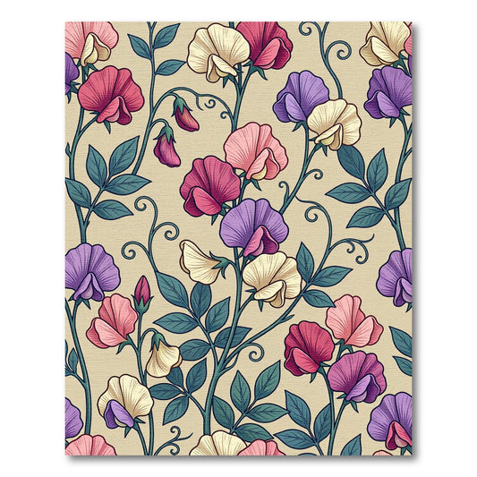 Pastel Sweet Pea Botanical Arrangement Rug