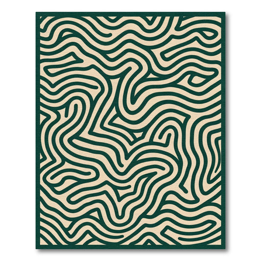 Deep Forest Winding Lines Rug