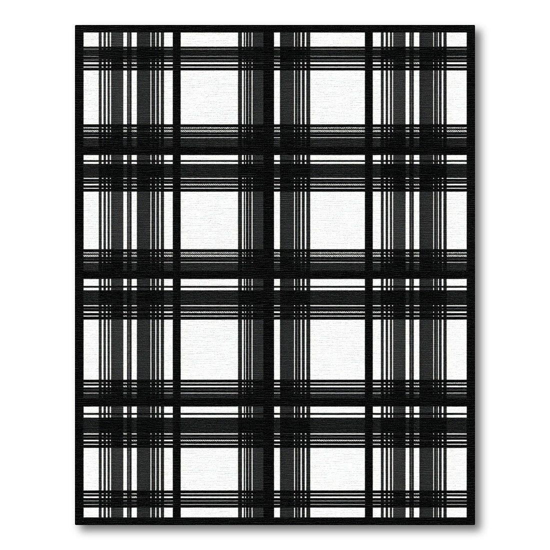 Classic Black White Plaid Checks Rug