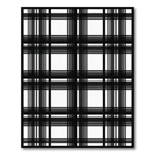 Classic Black White Plaid Checks Rug