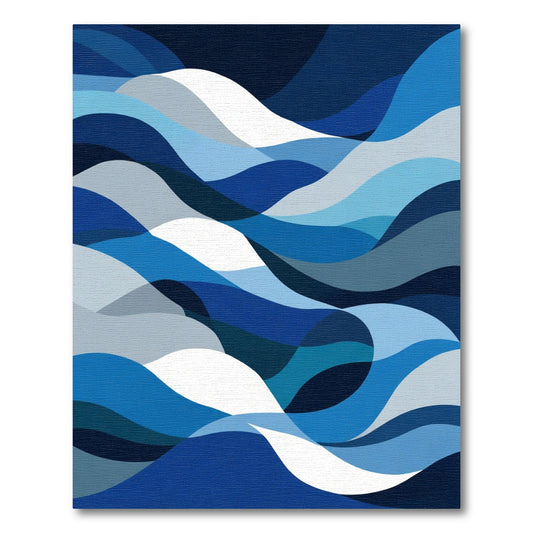 Deep Blue Wavy Organic Layers Rug