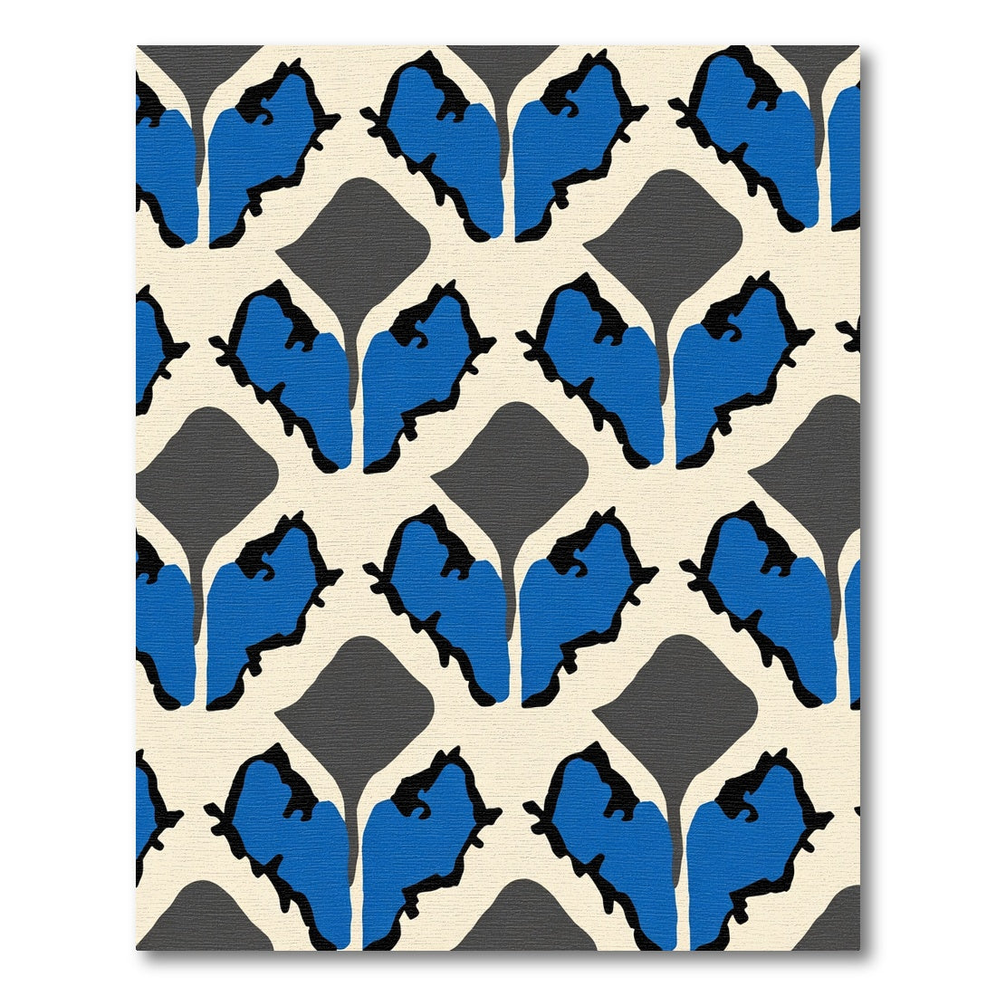 Bold Blue Abstract Heart Pattern Rug