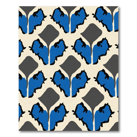 Bold Blue Abstract Heart Pattern Rug