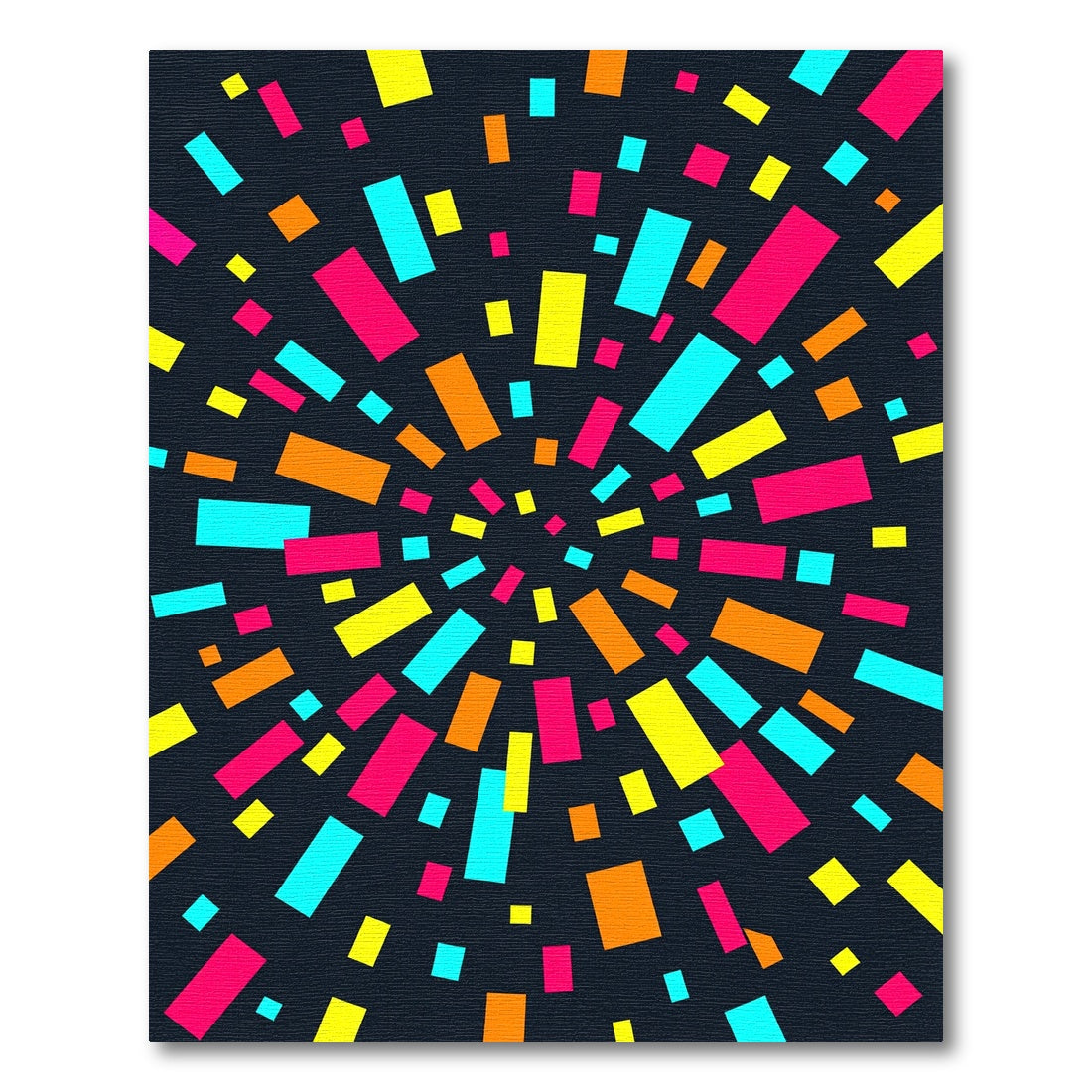 Vibrant Neon Abstract Radial Rectangles Rug