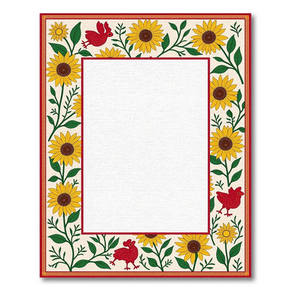 Golden Sunflower Rooster Border Rug