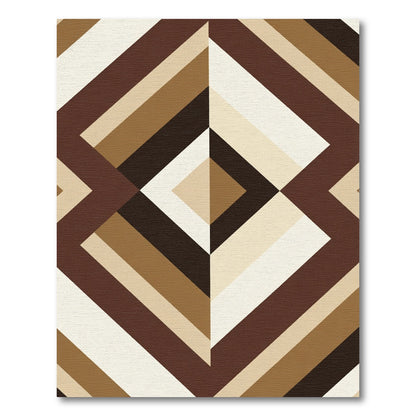 Geometric Brown Cream Diamond Stripe Rug
