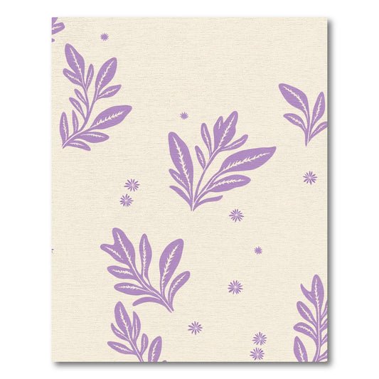 Lavender Leaf Spray And Stars Rug