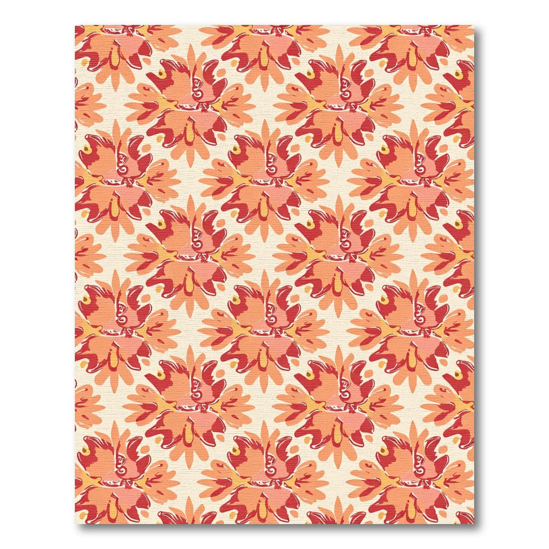 Warm Floral Medallion Coral Orange Rug