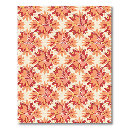 Warm Floral Medallion Coral Orange Rug