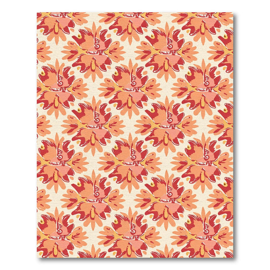 Warm Floral Medallion Coral Orange Rug