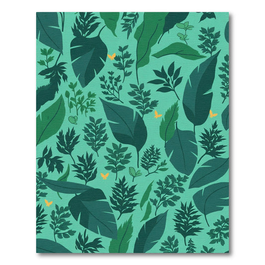 Teal Jungle Foliage Butterfly Arrangement Rug