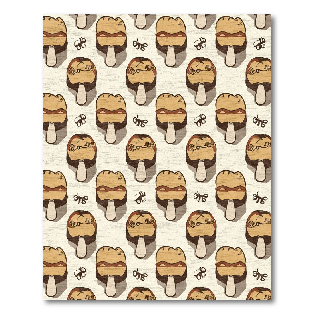 Earthy Mushroom And Swirl Motif Rug