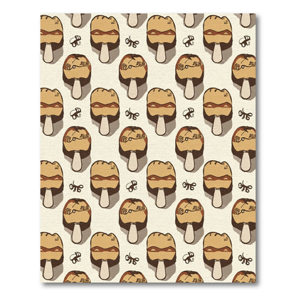 Earthy Mushroom And Swirl Motif Rug