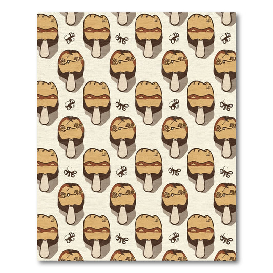 Earthy Mushroom And Swirl Motif Rug