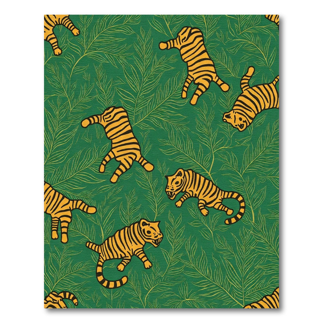 Bold Orange Tiger Jungle Green Rug