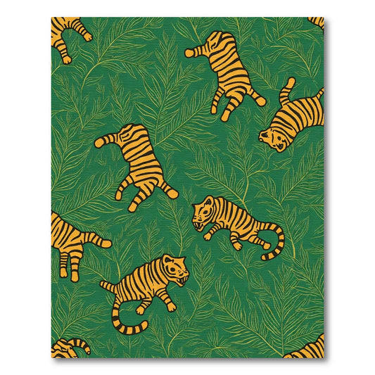 Bold Orange Tiger Jungle Green Rug