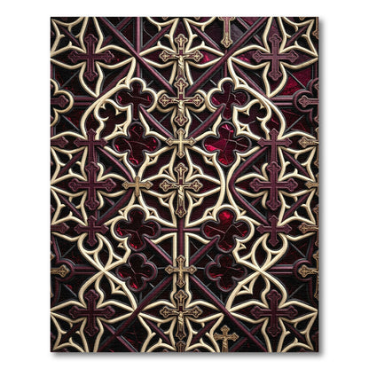 Gothic Crimson Ornate Crucifix Area Rug
