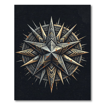 Metallic Geometric Compass Celestial Astral Star Rug