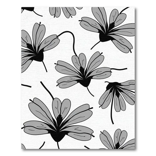 Monochrome Blooming Flower Garden Rug