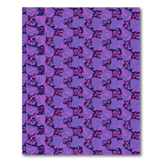 Whimsical Purple Cartoon Animal Collage Rug