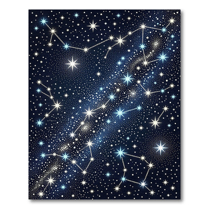 Celestial Navy Blue Starry Night Sky Rug