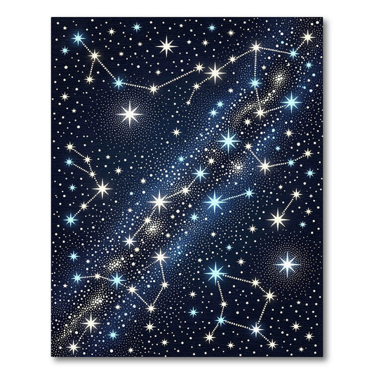 Celestial Navy Blue Starry Night Sky Rug