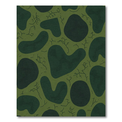 Green Organic Camouflage Abstract Rug
