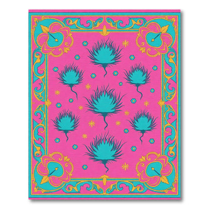 Hot Pink Teal Floral Garden Rug