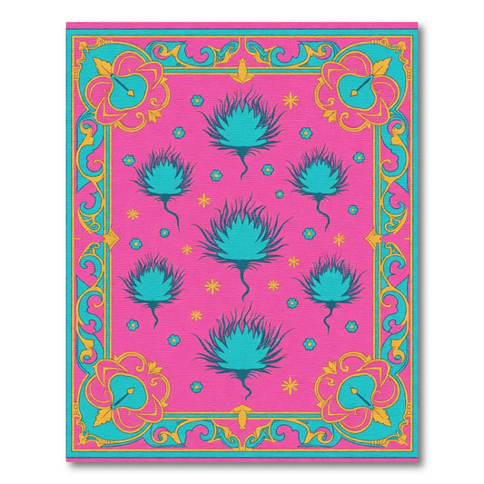 Hot Pink Teal Floral Garden Rug