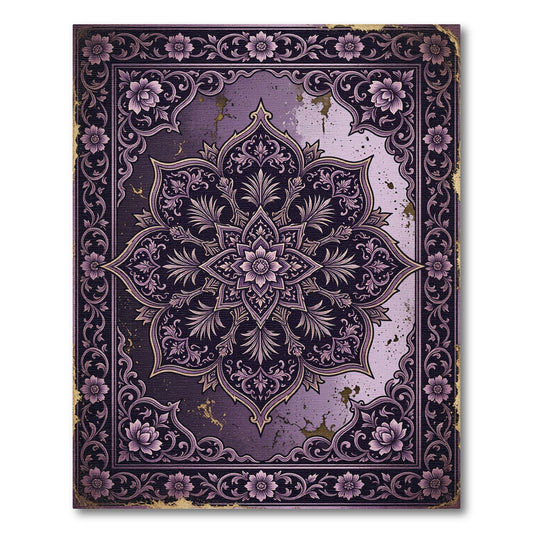 Ornate Purple Floral Mandala Rug