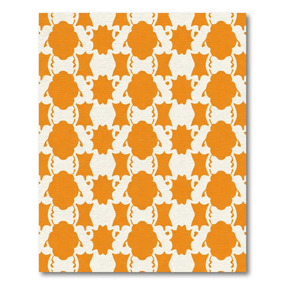 Orange Bloom Allover Geometric Rug