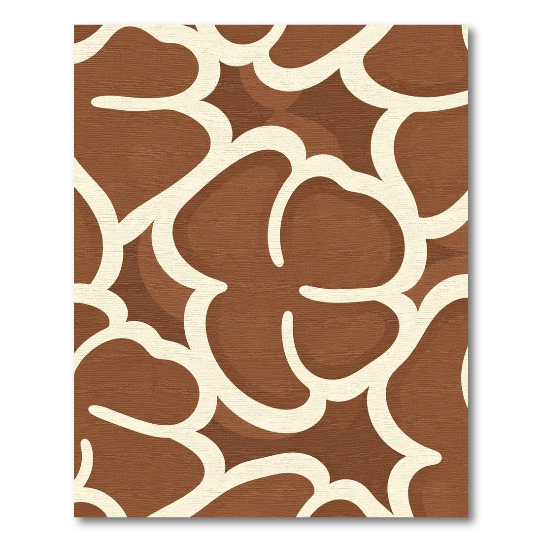 Creamy outline brown organic blobs Rug