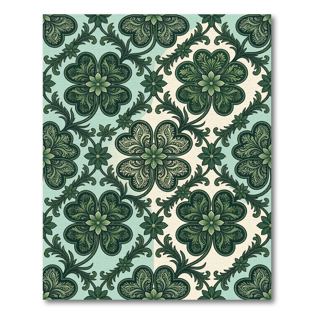 Emerald Green Clover Foliage Arrangement Rug