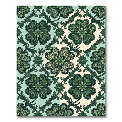 Emerald Green Clover Foliage Arrangement Rug