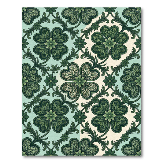 Emerald Green Clover Foliage Arrangement Rug