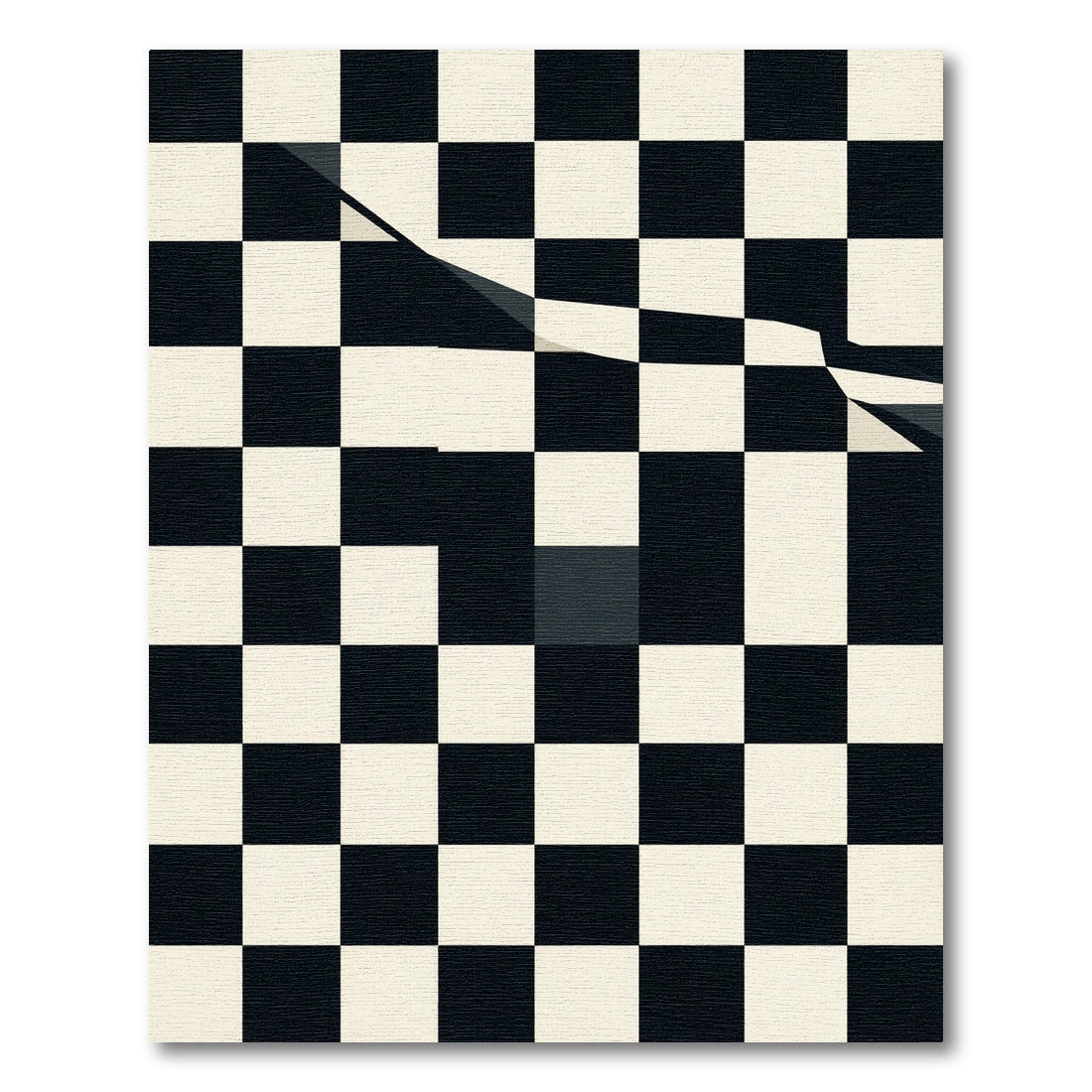 Monochromatic Checkerboard Shattered Lines Rug