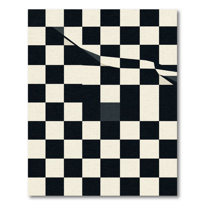Monochromatic Checkerboard Shattered Lines Rug