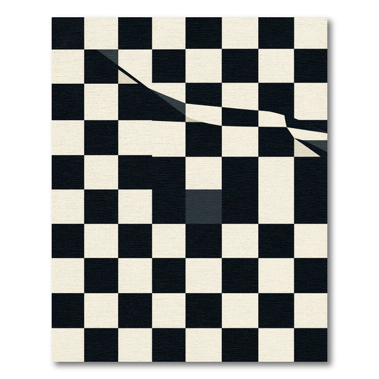 Monochromatic Checkerboard Shattered Lines Rug