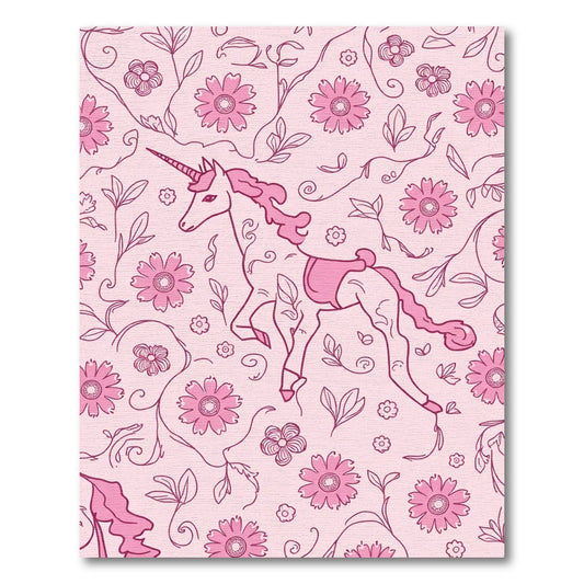 Whimsical Pink Unicorn Floral Meadow Rug