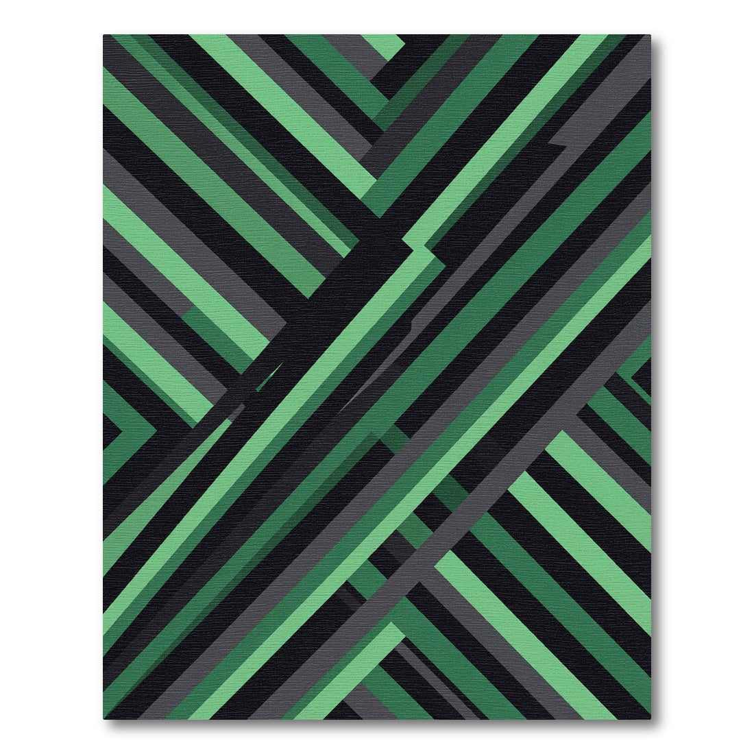 Modern Emerald Slate Diagonal Stripe Rug